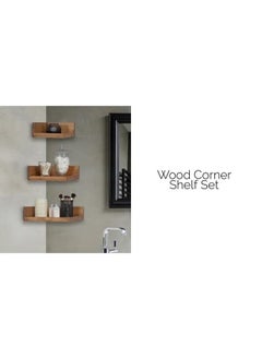 Home Gallery 3 Piece Square Solid Wood Corner Shelf 20x20/25x25/30x30 cm  - Image 2