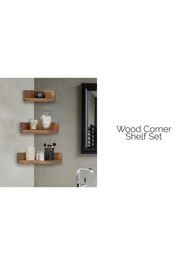 Home Gallery 3 Piece Square Solid Wood Corner Shelf 20x20/25x25/30x30 cm - Image 2