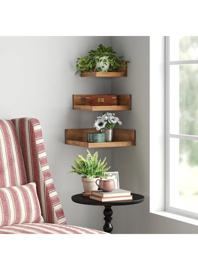 Home Gallery 3 Piece Square Solid Wood Corner Shelf 20x20/25x25/30x30 cm - Image 1