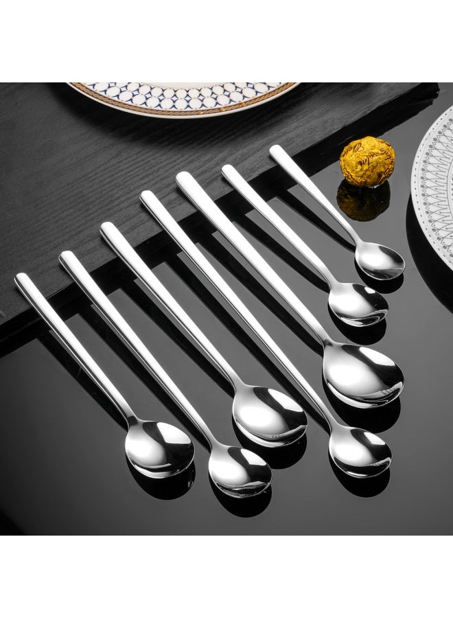 Stainless Steel Spoon 304 Korean-style Spoon Household Dining Spoon Long Handle Mixing Spoon Soup Spoon Dessert Spoon Fruit Fork-Colour: Short Ice Scoop - Image 2