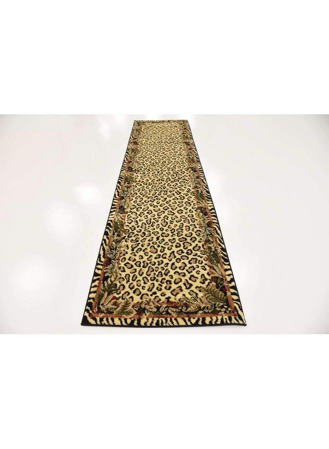Unique Loom Wildlife Collection Animal Inspired With Cheetah Bordered Design Area Rug 2 Ft 7 In X 10 Ft Ivory Black  - Image 4