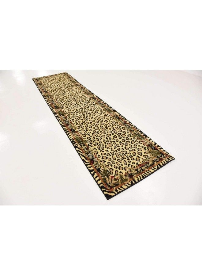 Unique Loom Wildlife Collection Animal Inspired With Cheetah Bordered Design Area Rug 2 Ft 7 In X 10 Ft Ivory Black  - Image 3