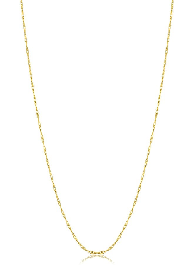Kooljewelry 14k Yellow Gold Rope Chain Pendant Necklace (0.8 mm, 16 inch) - Image 1