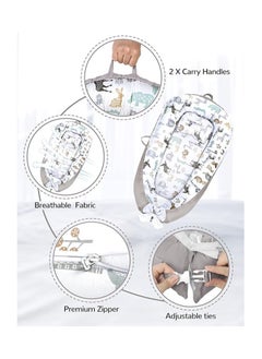 Moro Moro Cotton Baby Nest with Full Zipper – Adjustable & Portable for Newborns  - Image 2