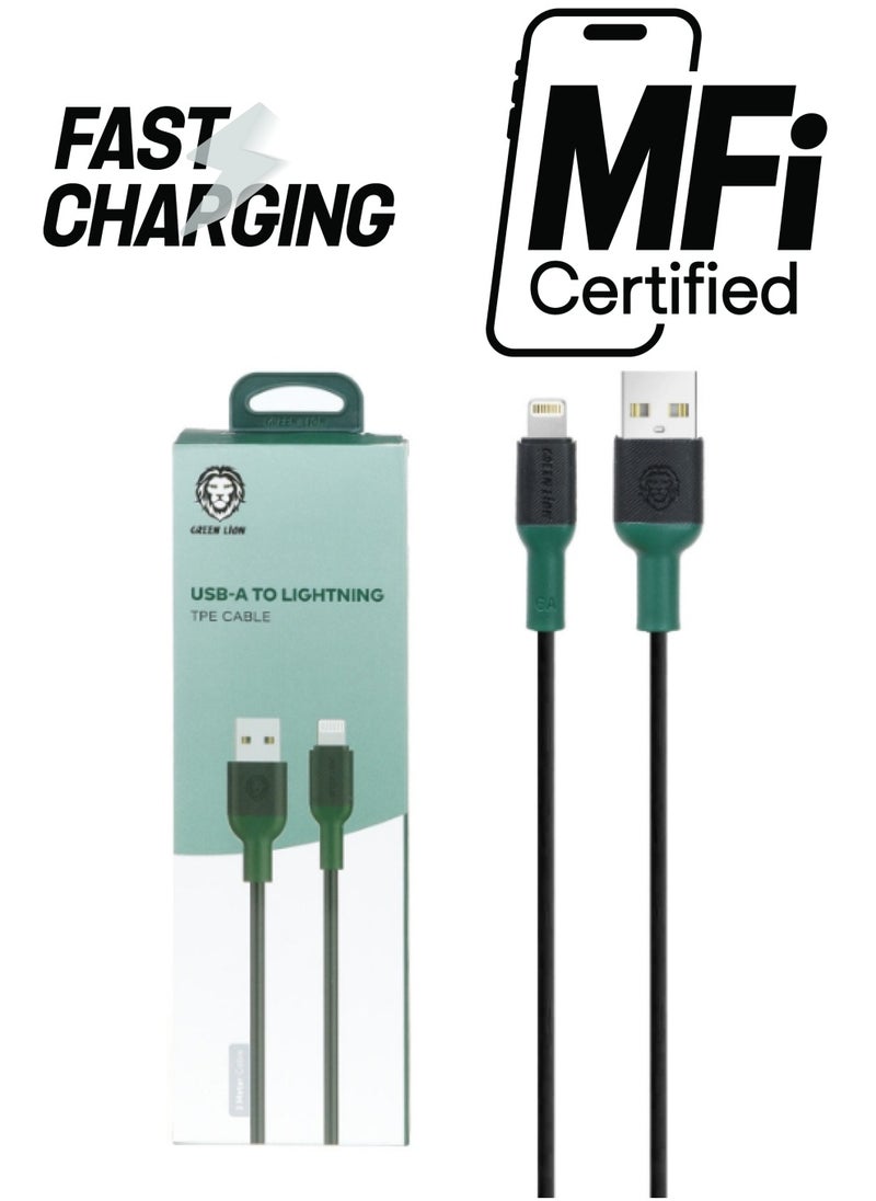 GREEN LION USB-A to Lightning TPE Cable 3M - Black  - Image 1