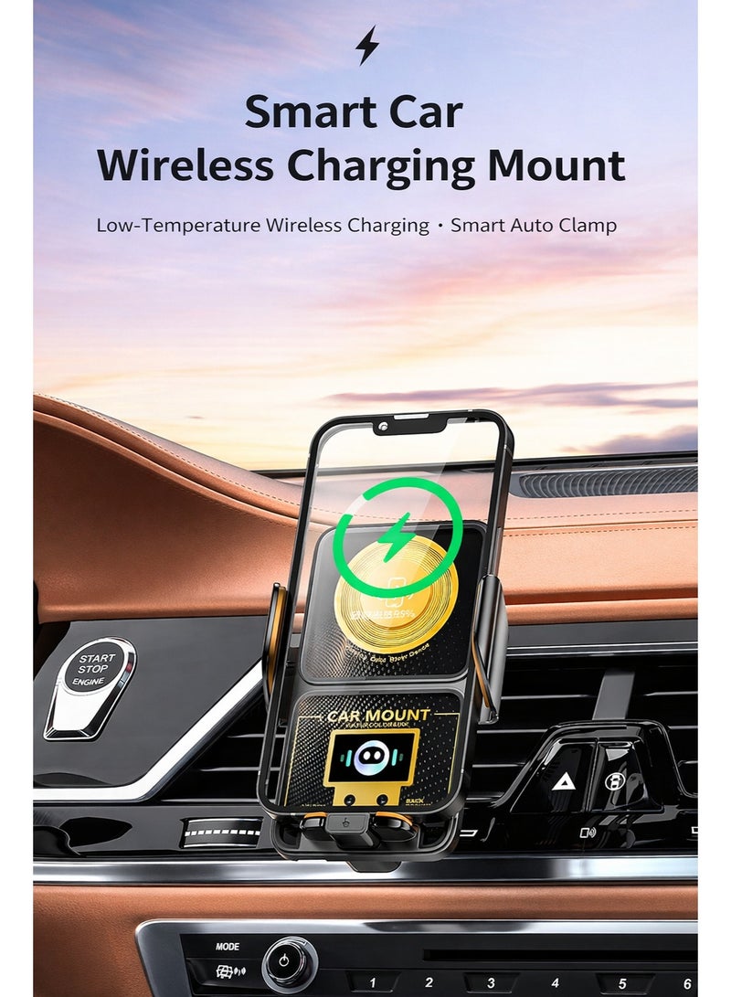 دي بي تي حامل هاتف السيارة اللاسلكي الذكي مع مشبك تلقائي وخيارات شحن متعددة الأوضاع - Image 1