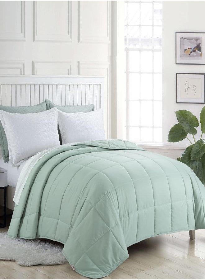HOMBYS HOMBYS Oversized King Comforter 98x120 Lightweight Down Alternative Comforter for All Season,Sage Green Quilted Duvet Insert with 8 Corner Tabs Microfiber Comforter (Sage Green, Super King 98"x120")  - Image 1