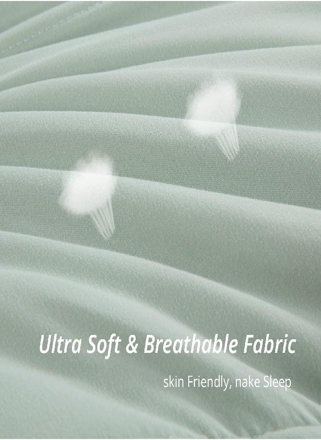 HOMBYS HOMBYS Oversized King Comforter 98x120 Lightweight Down Alternative Comforter for All Season,Sage Green Quilted Duvet Insert with 8 Corner Tabs Microfiber Comforter (Sage Green, Super King 98"x120")  - Image 2