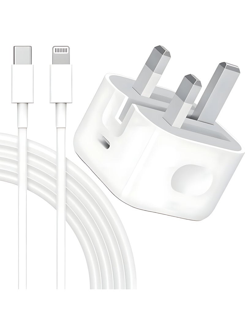 20W USB-C Fast Wall Charger with Lightning Cable - Compatible with iPhone & iPad (12-14 Series/SE/XR/XS Max) - Image 1