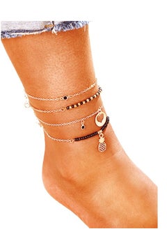 Set of 4 Elegant Design Anklets For Women