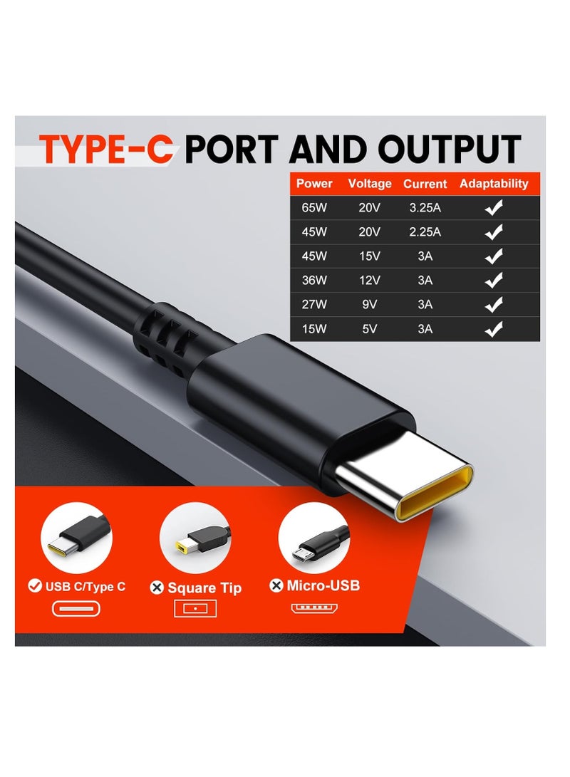 محول طاقة USB C بقدرة 65 وات متوافق مع Lenovo Think Pad Yoga HP chrome book Dell XPS ASUS Acer Huawei Xiaomi Samsung والمزيد من أجهزة النوع C PD جدار الكمبيوتر المحمول شاحن النوع C - Image 4