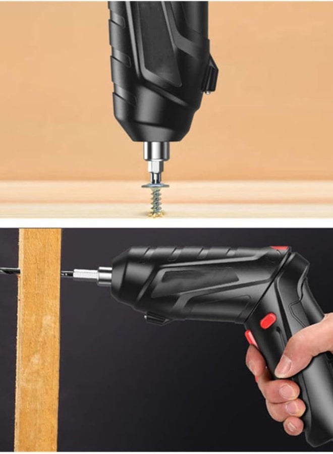 Electric Screwdriver Set, 47 In 1 Usb Rechargeable Screwdriver Gun Twistable Handle, 3.6V Drill Screwdriver Bits Set With Built-In Led, 1800Mah Black - Image 2