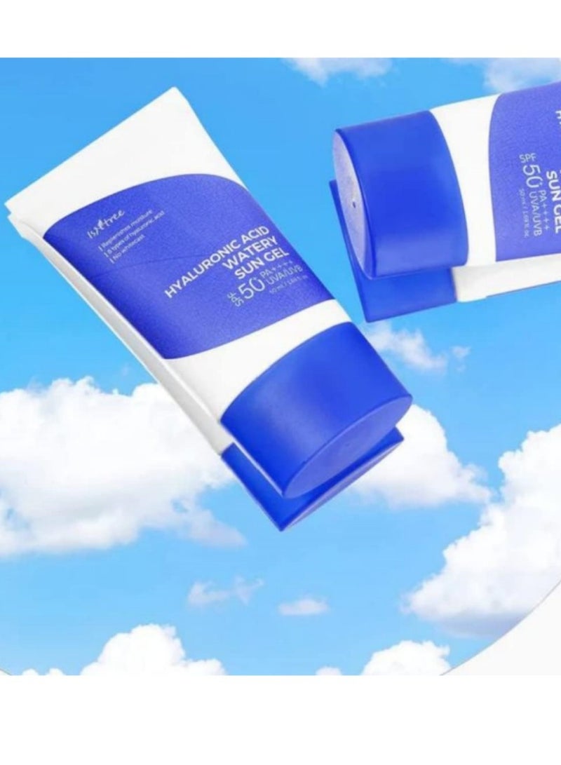 ايسنتري ISNTREE Radiant Protection، Isntree Watery Sun Gel مملوء بثمانية أنواع من حمض الهيالورونيك، واقي من الشمس، واقي من الشمس، SPF (عامل الحماية من الشمس)، UVA، UVB، - Image 2