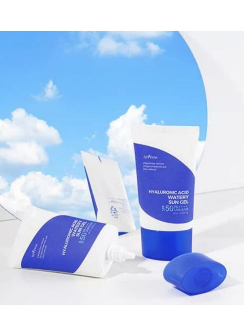 ايسنتري ISNTREE Radiant Protection، Isntree Watery Sun Gel مملوء بثمانية أنواع من حمض الهيالورونيك، واقي من الشمس، واقي من الشمس، SPF (عامل الحماية من الشمس)، UVA، UVB، - Image 3