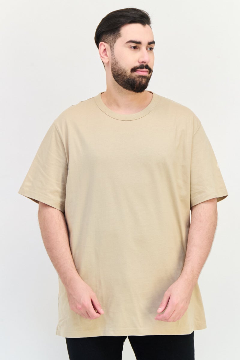 Celio Men Crew Neck Short Sleeve Solid T Shirt, Light Taupe  - Image 1