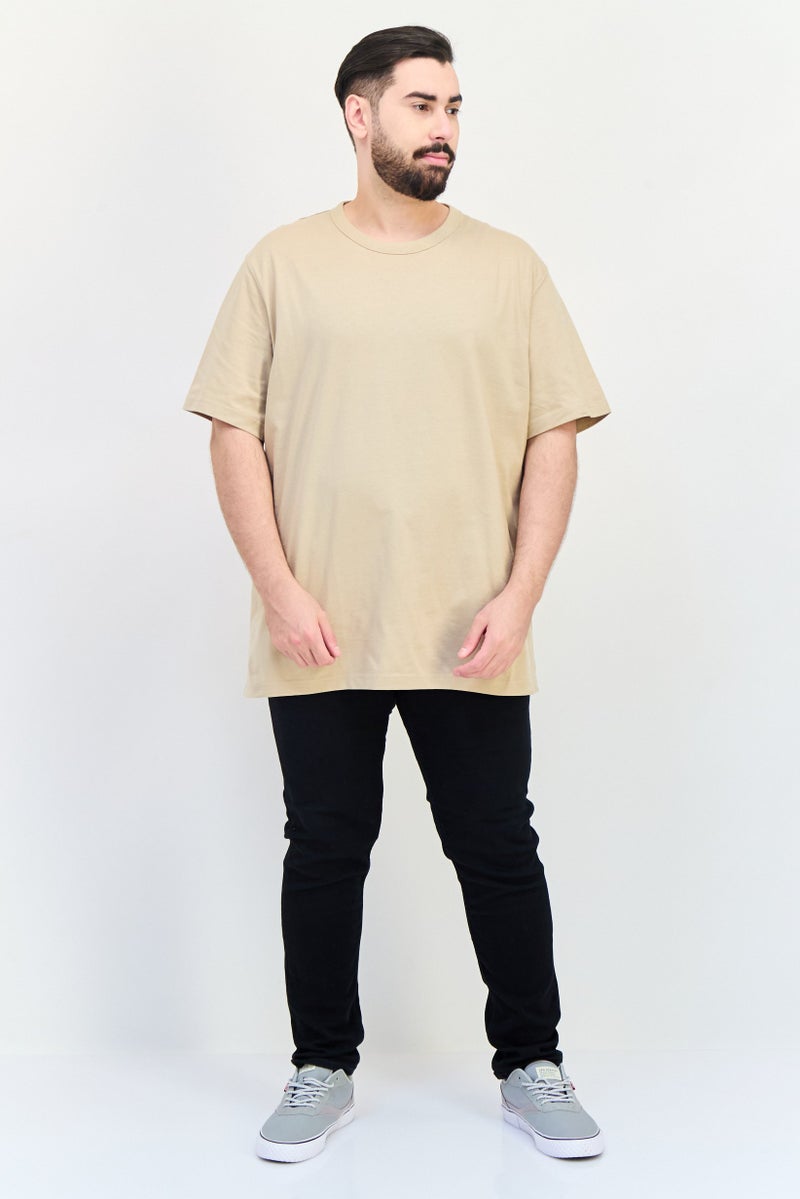 Celio Men Crew Neck Short Sleeve Solid T Shirt, Light Taupe  - Image 4