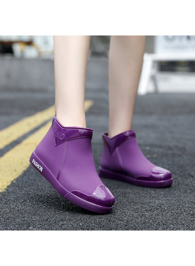 New Fashion Men's Rain Boots Women's Summer Non-slip Wear-resistant Comfortable Thick Bottom Short Tube Couple Water Shoes Outer Wear Men's And Women's Rubber Shoes