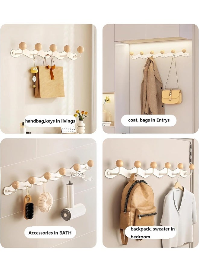 DUNISO Wall Mounted Coat Hook with 4 Hooks,Heavy Duty Hat Rack Key Hooks,Anti-Tear Metal Coat Hanger Rail,Space Saving,Waterproof and Moisture-Proof,for Hat Robes Keys Towel,Entryway, Bathroom, Bedroom, Kitchen - Image 2