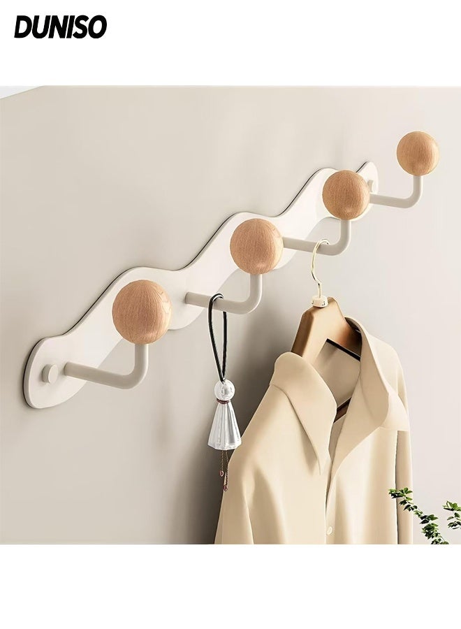 DUNISO Wall Mounted Coat Hook with 4 Hooks,Heavy Duty Hat Rack Key Hooks,Anti-Tear Metal Coat Hanger Rail,Space Saving,Waterproof and Moisture-Proof,for Hat Robes Keys Towel,Entryway, Bathroom, Bedroom, Kitchen - Image 1