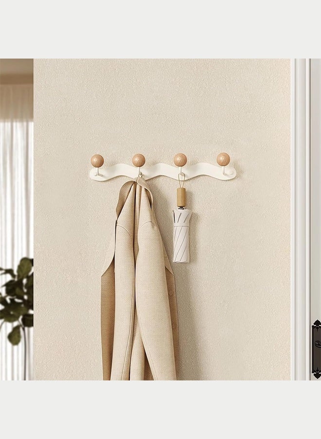 DUNISO Wall Mounted Coat Hook with 4 Hooks,Heavy Duty Hat Rack Key Hooks,Anti-Tear Metal Coat Hanger Rail,Space Saving,Waterproof and Moisture-Proof,for Hat Robes Keys Towel,Entryway, Bathroom, Bedroom, Kitchen - Image 5