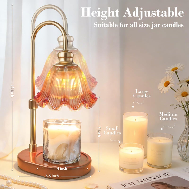 Banbanda Candle Warmer Lamp with Timer: Birthday Gifts for Women, House Warming Gifts New Home Decor â€“ Height Adjustable Candle Lamp for Mom, Anniversary - Walnut Solid Wood Base, with 2 Bulbs - Image 2