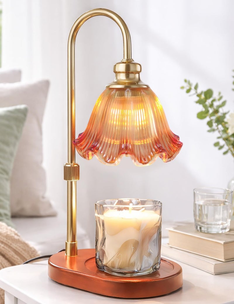 Banbanda Candle Warmer Lamp with Timer: Birthday Gifts for Women, House Warming Gifts New Home Decor â€“ Height Adjustable Candle Lamp for Mom, Anniversary - Walnut Solid Wood Base, with 2 Bulbs - Image 1