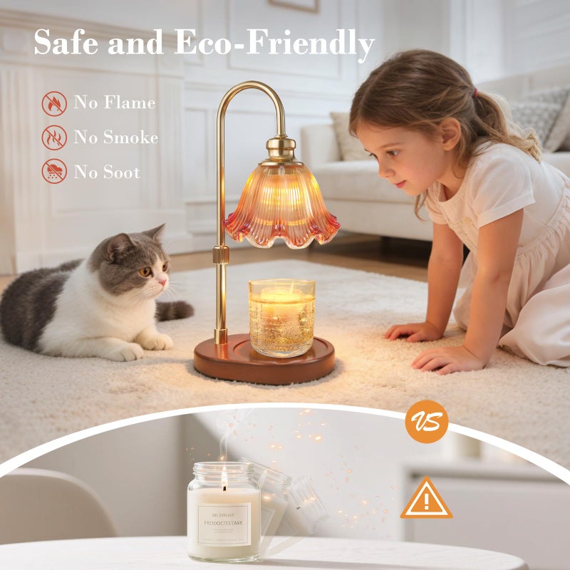 Banbanda Candle Warmer Lamp with Timer: Birthday Gifts for Women, House Warming Gifts New Home Decor â€“ Height Adjustable Candle Lamp for Mom, Anniversary - Walnut Solid Wood Base, with 2 Bulbs - Image 3