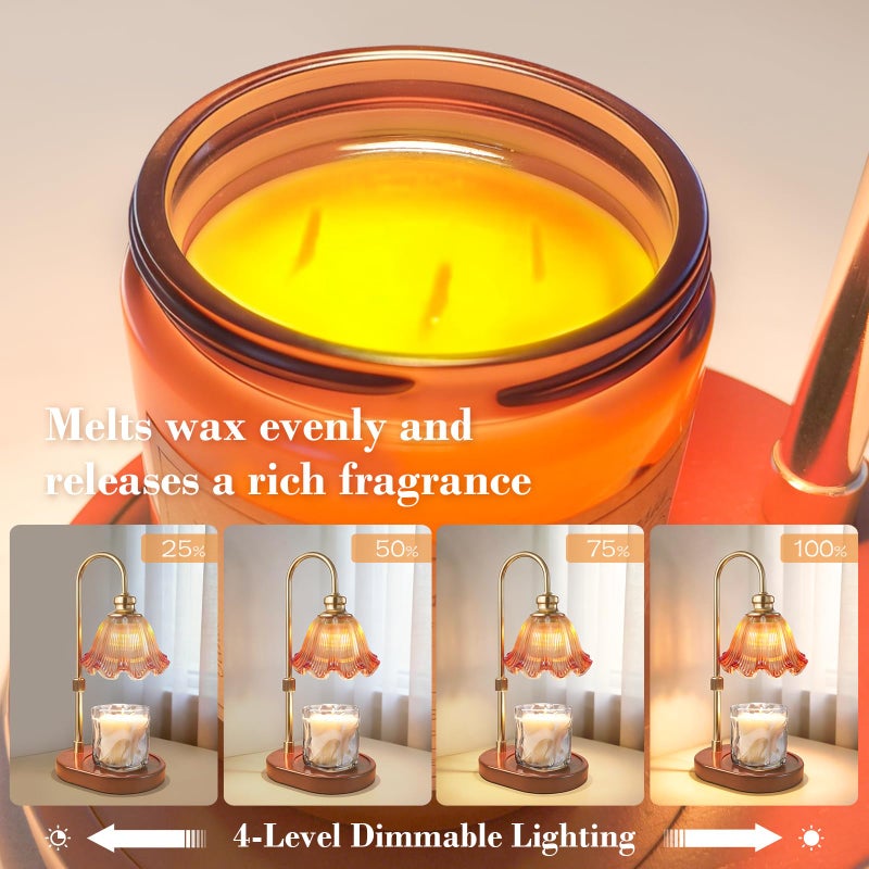 Banbanda Candle Warmer Lamp with Timer: Birthday Gifts for Women, House Warming Gifts New Home Decor â€“ Height Adjustable Candle Lamp for Mom, Anniversary - Walnut Solid Wood Base, with 2 Bulbs - Image 4