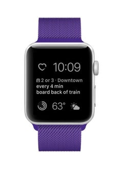 NIBEMINENT Milanese Loop Magnetic Stainless Steel Watchband For Apple Watch Series 6/SE/5/4 44mm - 3/2/1 42mm Bright Purple  - Image 2