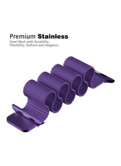 NIBEMINENT Milanese Loop Magnetic Stainless Steel Watchband For Apple Watch Series 6/SE/5/4 44mm - 3/2/1 42mm Bright Purple  - Image 5