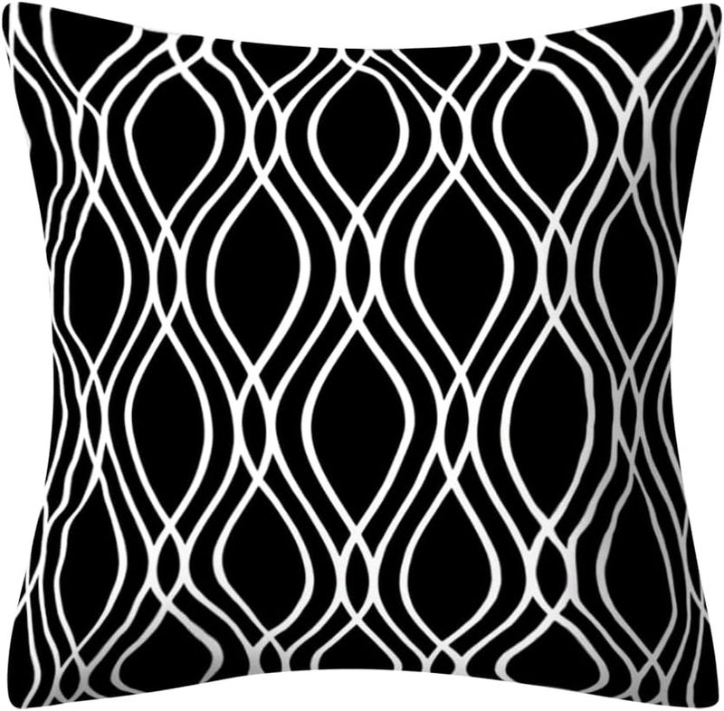 Drmstow Set of 4 Black Pillow Covers 18x18’ (Black and Grey, 18" x 18") - Image 5