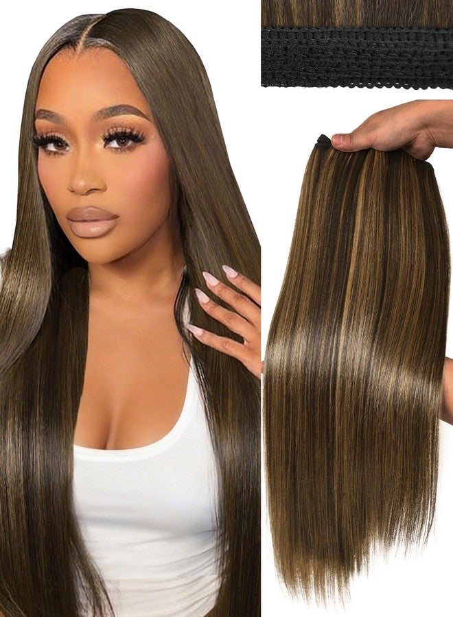 HANNE Sew in Hair Extensions 3 Bundles 18 20 22 Inch 4-Layer Craftsmanship 100% Japanese Futura Fiber Straight Bundles Synthetic Quick Weave Hair Bundles (4/27) - Image 1