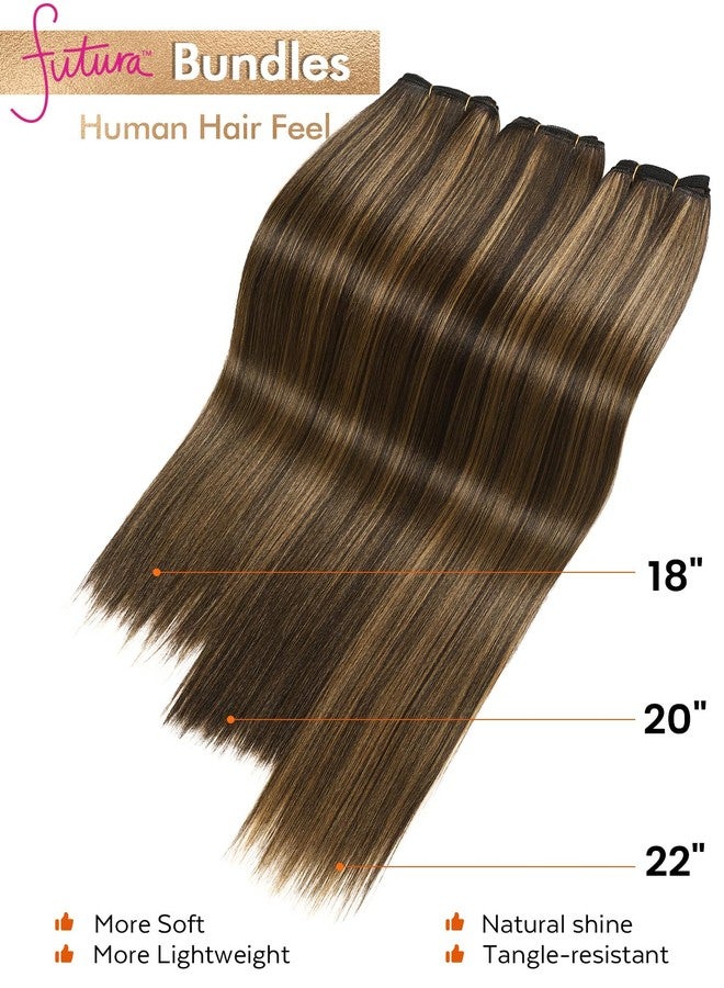 HANNE Sew in Hair Extensions 3 Bundles 18 20 22 Inch 4-Layer Craftsmanship 100% Japanese Futura Fiber Straight Bundles Synthetic Quick Weave Hair Bundles (4/27) - Image 2