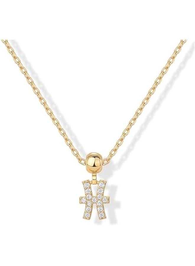 PAVOI Adjustable Gold Charm Necklace for Women - 14K Gold Plated Chain Dainty Initial Necklaces for Women - Trendy Letter Zodiac Birthstone Cubic Zirconia Charm Pendants - Hypoallergenic Jewelry Gift - Image 1