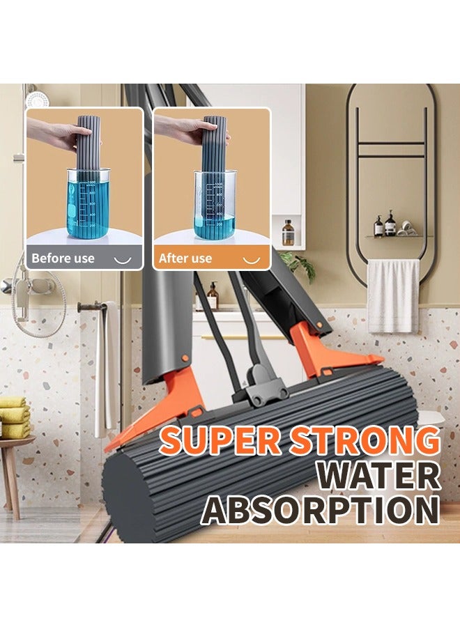Sponge Mop, Self Squeeze Sponge Mop, Stainless Steel Handle with 2 PVA Absorbent Mop Head Refills, for Home Commercial Use Tile Floor Bathroom Garage Cleaning  - Image 5