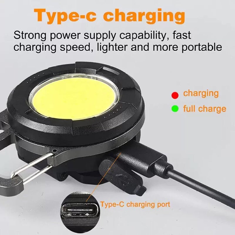 Care4 Care 4 LED Cob Small Flashlights 800 Lumens Rechargeable COB Keychain Work Light 4 Light Modes Portable Pocket Keychain Light with Magnet Base Walking Camping Emergency Lighting  - Image 4