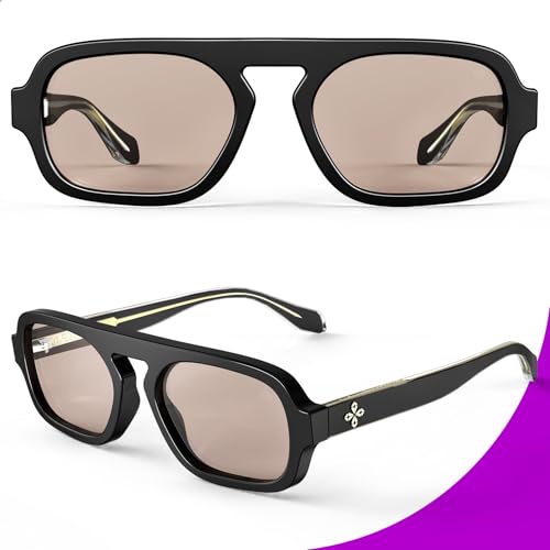 VISOONE Aviator Trendy Sunglasses for Women Men 70s Flat Top Large Retro Fashion Shades Jane - Image 3