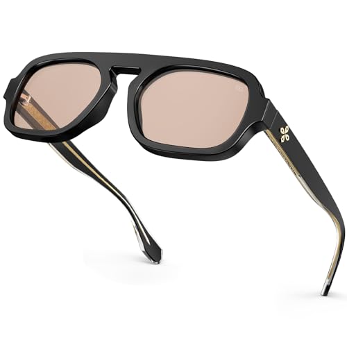 VISOONE Aviator Trendy Sunglasses for Women Men 70s Flat Top Large Retro Fashion Shades Jane - Image 1