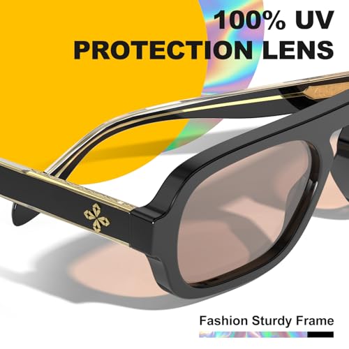 VISOONE Aviator Trendy Sunglasses for Women Men 70s Flat Top Large Retro Fashion Shades Jane - Image 5