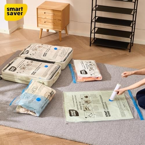 Smart Saver Reusable Compression Storage Space Saver Vacuum Bags for Clothes, Jackets, Blankets, Travelling with Travel Hand pump- 6 Pack - Image 5