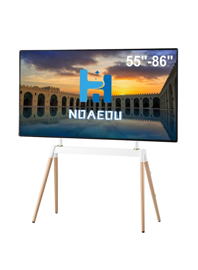 NOAEOU Fit 55-86inch Screens TV Stand, Modern Easel TV Floor Stand, Artistic Corner TV Stand, Height Adjustable, Studio Display Stand (White) - Image 1