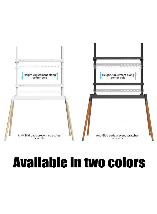 NOAEOU Fit 55-86inch Screens TV Stand, Modern Easel TV Floor Stand, Artistic Corner TV Stand, Height Adjustable, Studio Display Stand (White) - Image 3