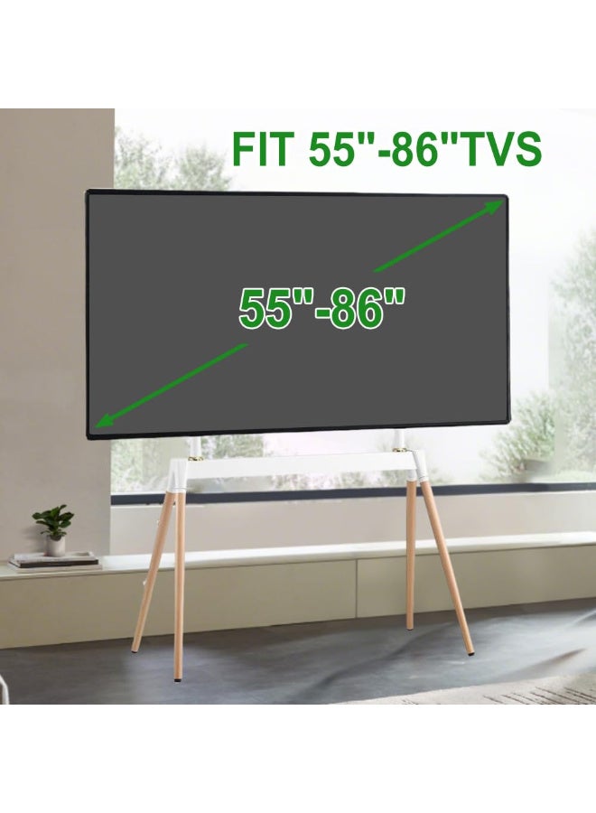 NOAEOU Fit 55-86inch Screens TV Stand, Modern Easel TV Floor Stand, Artistic Corner TV Stand, Height Adjustable, Studio Display Stand (White) - Image 4