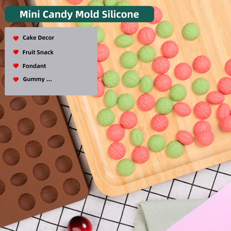 Amyandone Mini Sport Balls Silicone Mold - 94 Cavities Semi Sphere Balls Chocolate Candy Molds for Making Gummy/Fondant/Snack Biscuits/Cake Decor/Fruit Snack/Dog Treat/Sugar Craft (with a Scraper) - Image 3