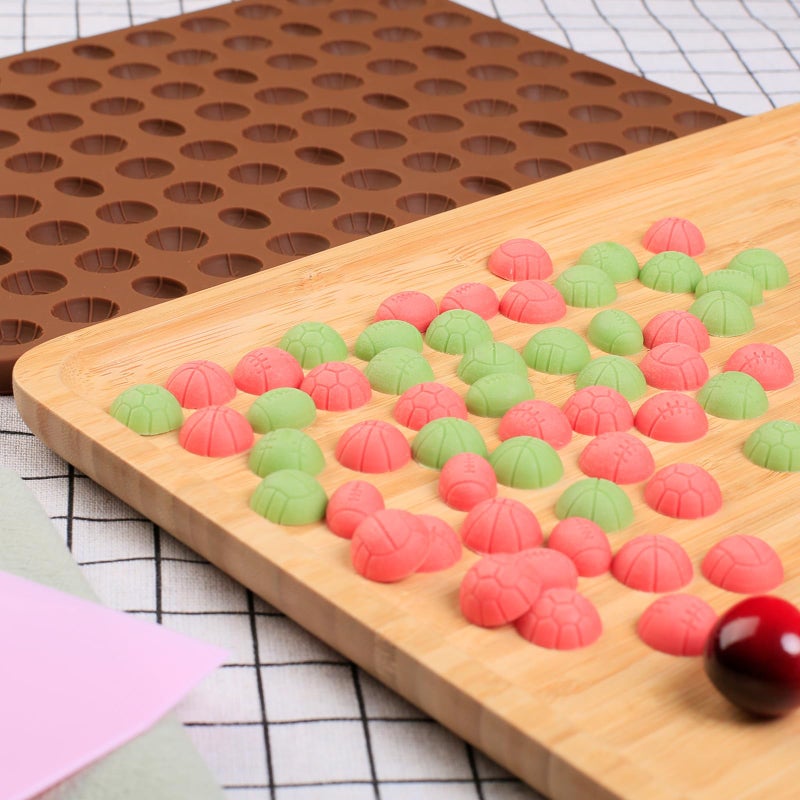 Amyandone Mini Sport Balls Silicone Mold - 94 Cavities Semi Sphere Balls Chocolate Candy Molds for Making Gummy/Fondant/Snack Biscuits/Cake Decor/Fruit Snack/Dog Treat/Sugar Craft (with a Scraper) - Image 2
