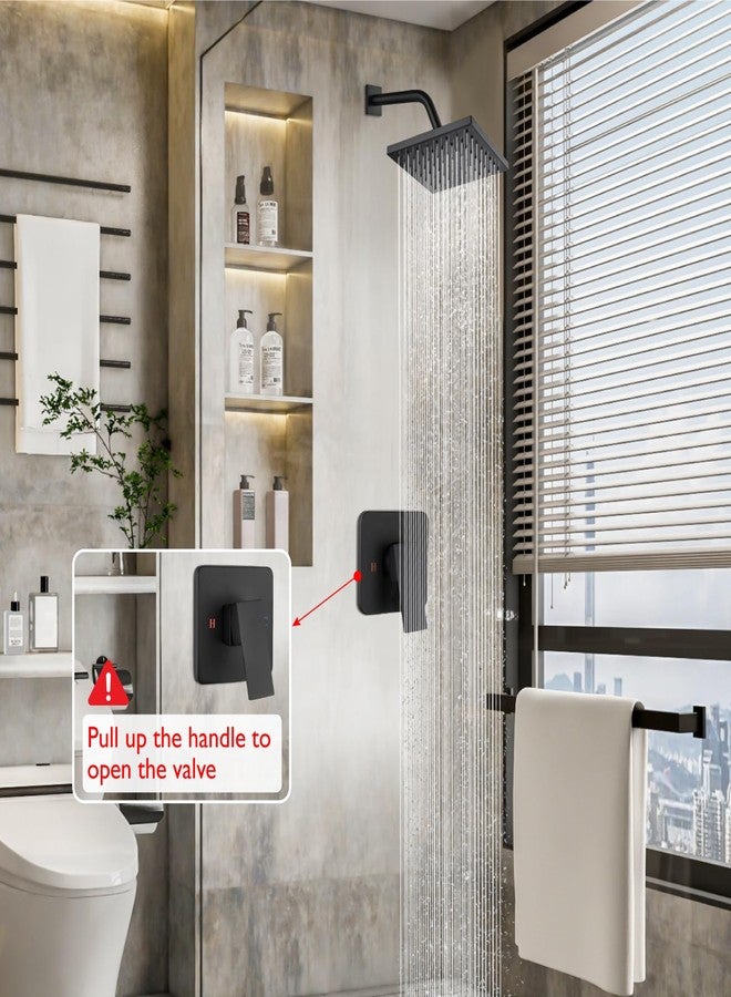 Heyalan Shower Faucet Set with Valve Kit,6 Inch Bathroom Rainfall Shower Head and Handle Set System Trim Kit,Male Thread Valve,Matte Black - Image 5