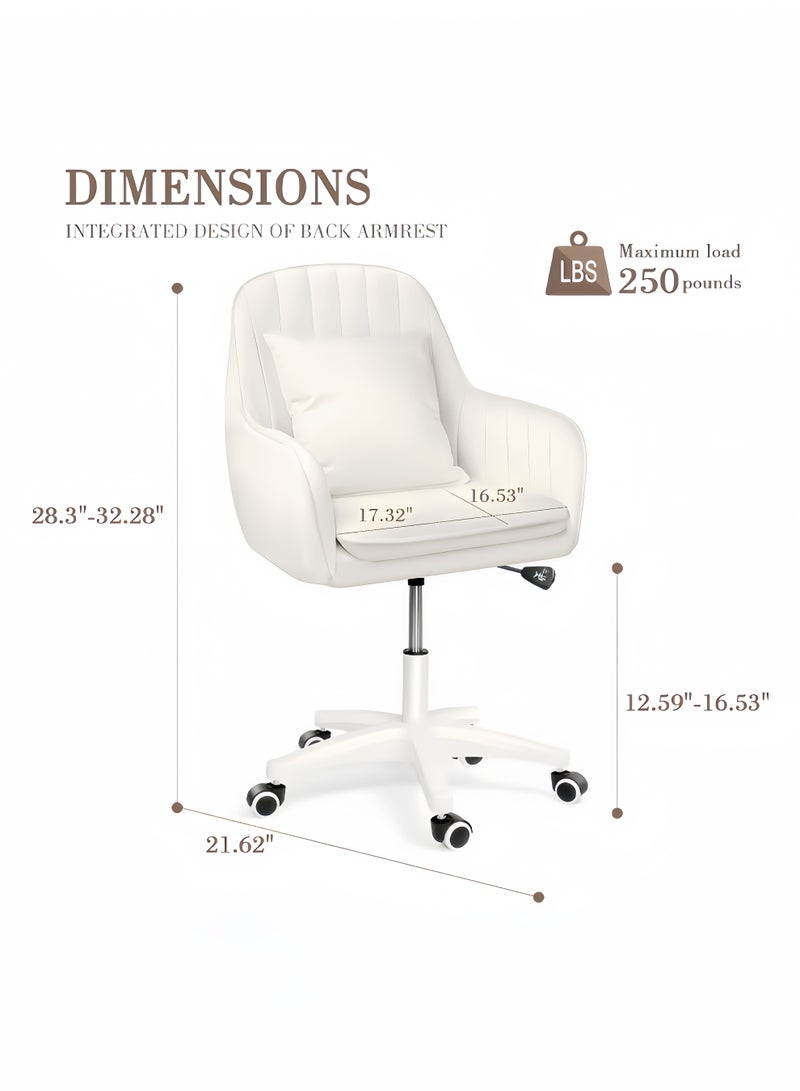 Computer Chair, Ergonomic Office Chair, Makeup Chair for Girls, with Pillow, Height Adjustable Swivel Office Chair, Vanity Chair, Desk Chair for Dormitorie, Office, Bedroom, Study Room - Image 2