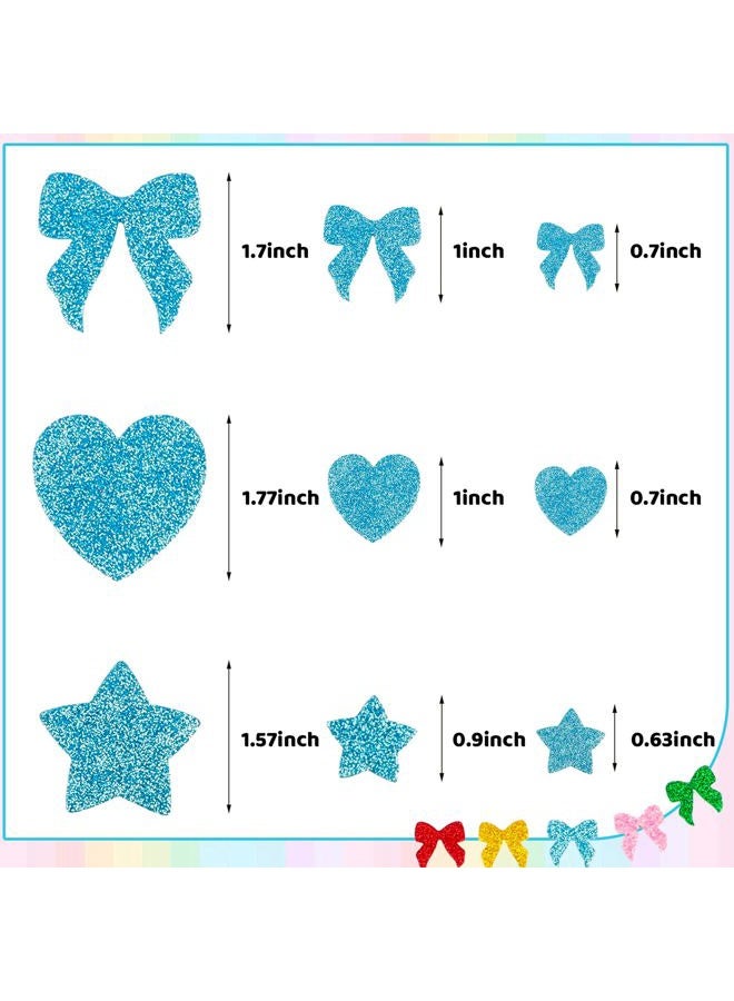 WSICSE 360 Pieces Glitter Foam Stickers, Self Adhesive Stars Heart Bow-Knot Shapes Colorful Sticker Arts Craft Supplies for Greeting Cards Home Decoration - Image 5