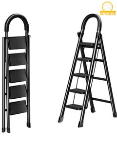 SUNRISE Folding 5 Step Ladder, Step Stool, Portable, Lightweight, Anti Slip Pedal, Handrail For Home Kitchen Office  - Image 1