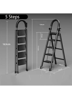 SUNRISE Folding 5 Step Ladder, Step Stool, Portable, Lightweight, Anti Slip Pedal, Handrail For Home Kitchen Office  - Image 2